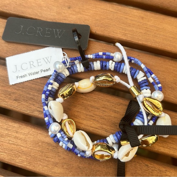 J.Crew New Seaside Bracelet Set of 3 NWT fresh water Pearl vacation resort coast - Picture 2 of 11